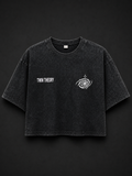 Twin Theory Acid-Washed Cropped Tee – Black