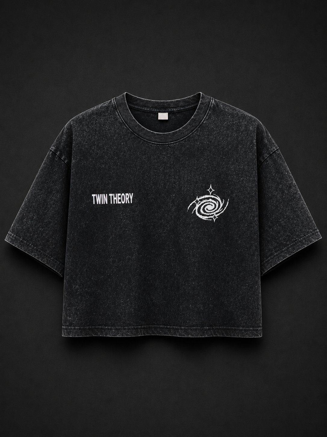 Twin Theory Acid-Washed Cropped Tee – Black